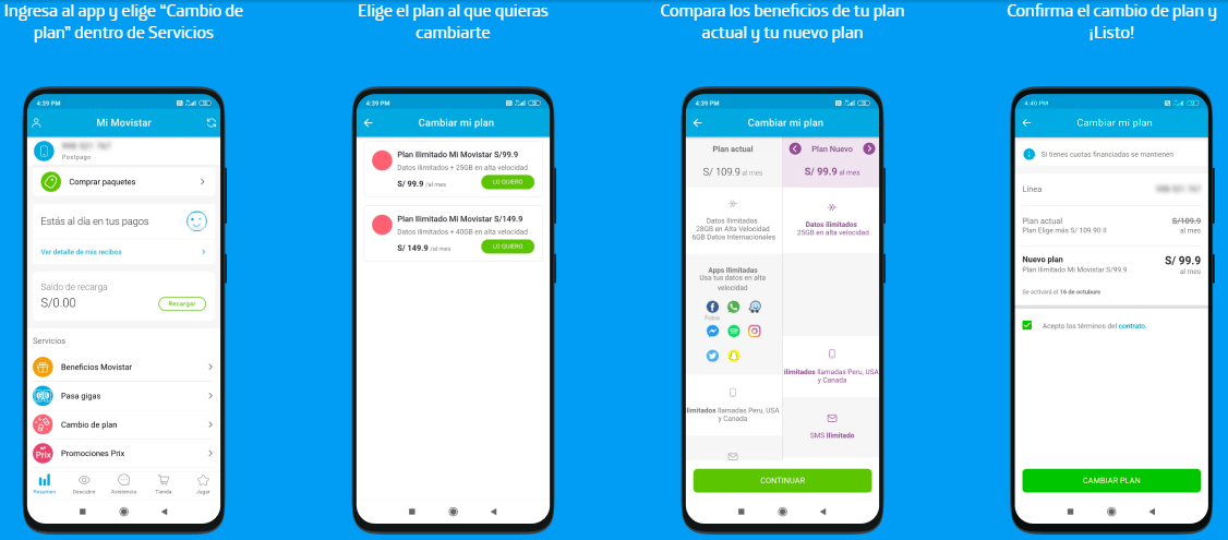 Cambio de plan Movistar Postpago
