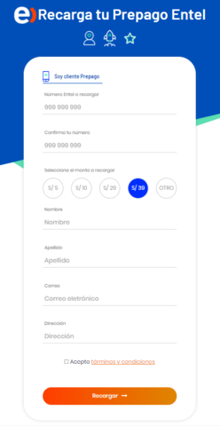 Recarga Entel web